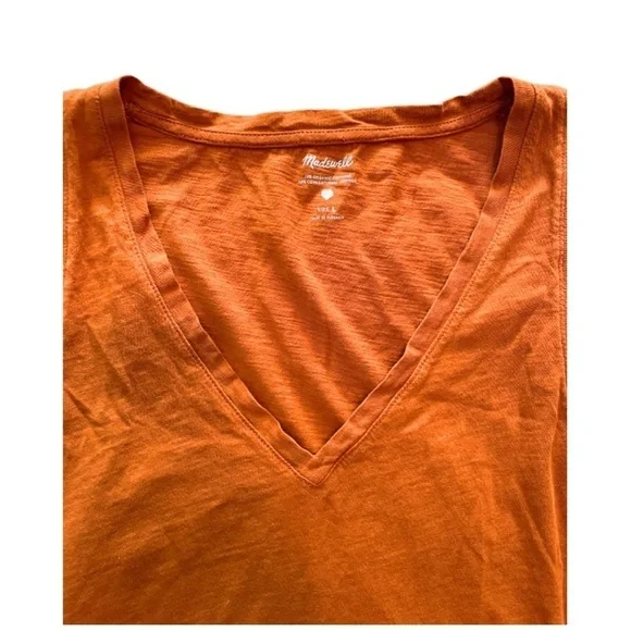 Madewell Sleeveless Cotton Tank Top Burnt Orange - Picture 4 of 4